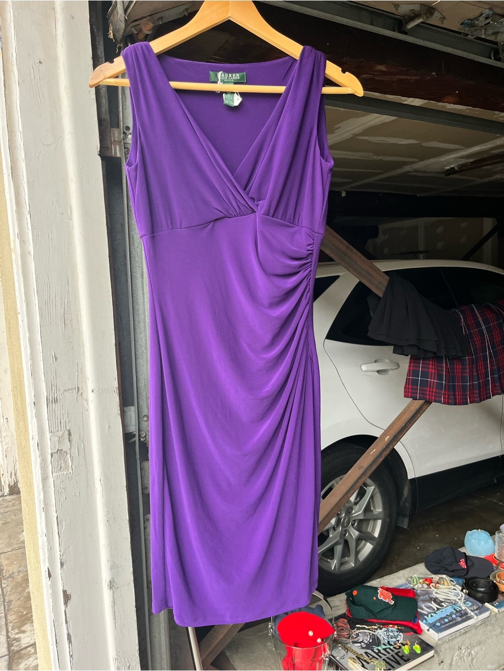 Ralph Lauren Sleeveless V-Neck Dress in Purple